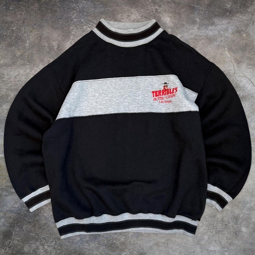 Vintage Terribles Hotel & Casino Colorblock Crewneck Sweatshirt Men's XXL 90s